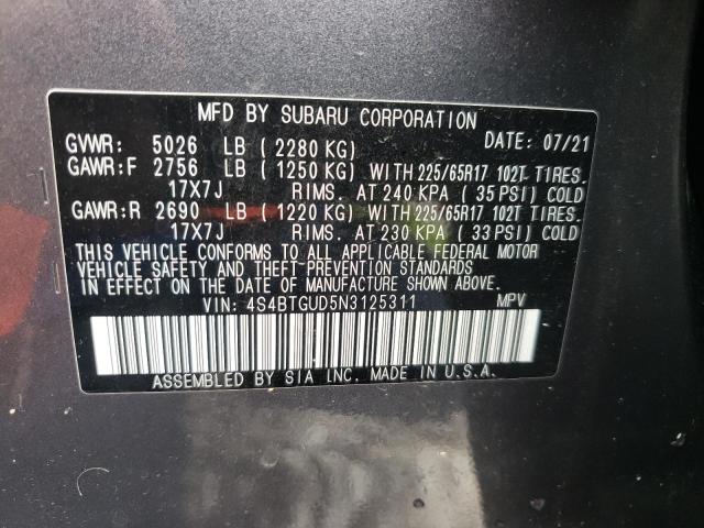 2022 SUBARU OUTBACK WI 4S4BTGUD5N3125311