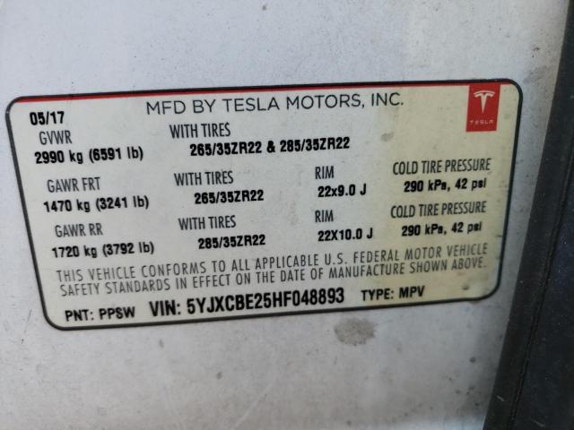 5YJXCBE25HF048893 Tesla MODEL X