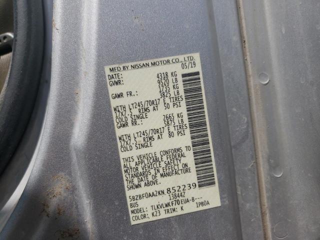 2019 NISSAN NV 3500 5BZBF0AA2KN852239