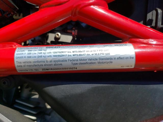 2011 DUCATI MONSTER 79 ZDM1RANNXBB039274