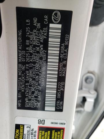 2020 LEXUS ES 300H UL 58AF21B18LU010972