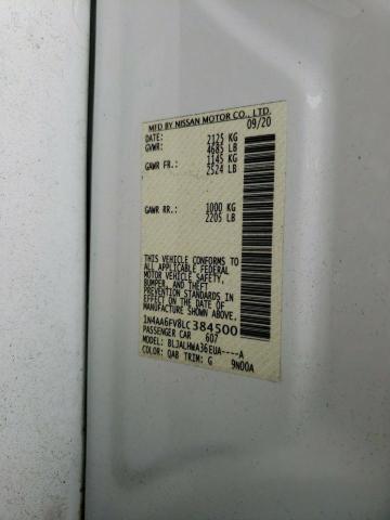 2020 NISSAN MAXIMA PLA 1N4AA6FV8LC384500