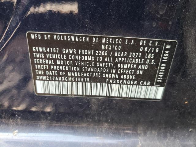 2016 VOLKSWAGEN GOLF S/SE 3VW217AUXGM016615