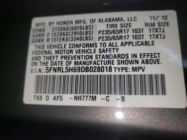 VIN 5FNRL5H69DB028018 2013 HONDA ODYSSEY no.10