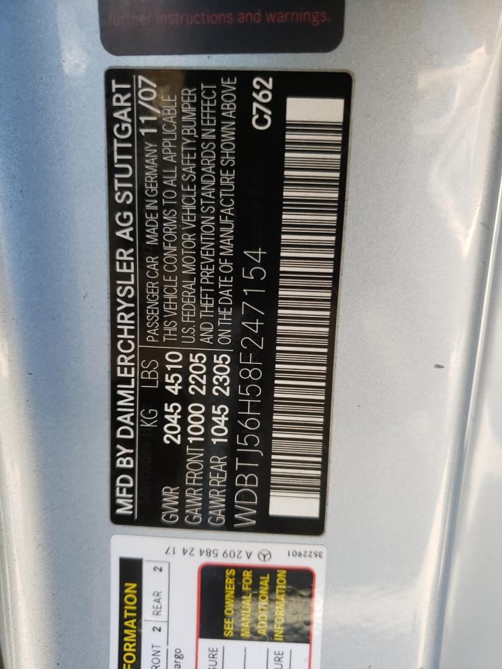 WDBTJ56H58F247154 2008 Mercedes-Benz Clk 350