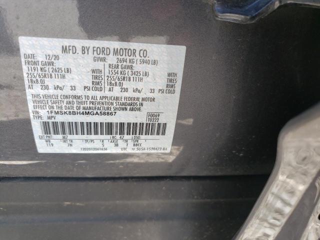 1FMSK8BH4MGA58867 FORD EXPLORER 2021