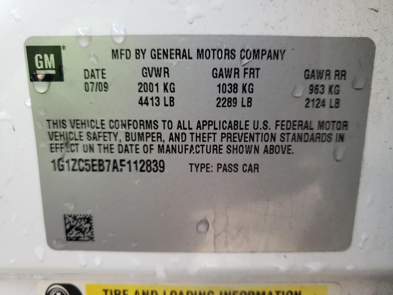 2010 Chevrolet Malibu 1Lt VIN: 1G1ZC5EB7AF112839 Lot: 55712764