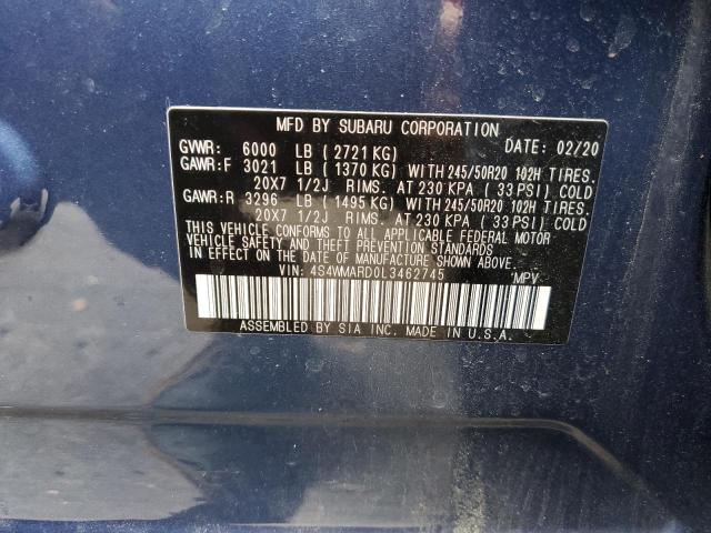 2020 SUBARU ASCENT TOU 4S4WMARD0L3462745