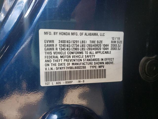 2020 HONDA PASSPORT T 5FNYF7H98LB002288