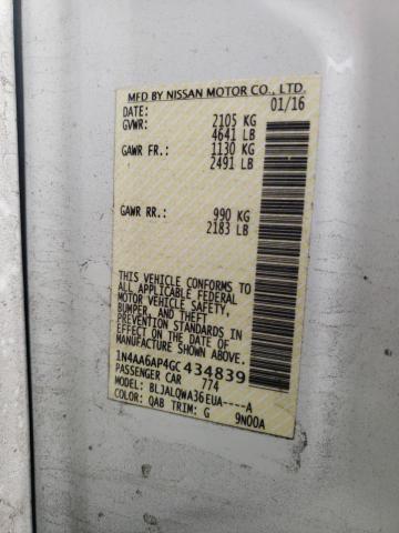 2016 NISSAN MAXIMA S/S 1N4AA6AP4GC434839