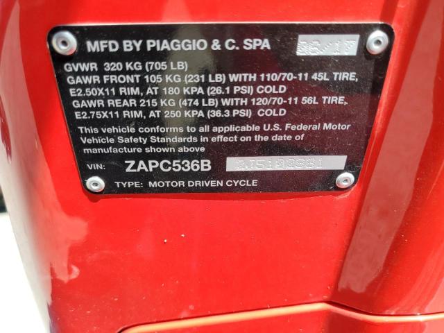 2018 VESPA PRIMAVERA ZAPC536B2J5102881