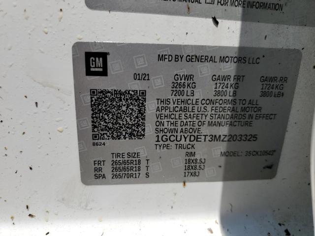 2021 CHEVROLET SILVER1500 1GCUYDET3MZ203325