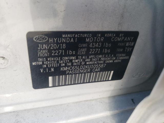2019 HYUNDAI IONIQ KMHC65LD2KU105587