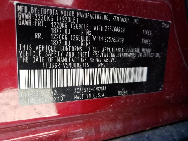 2021 TOYOTA RAV-4 4T3B6RFV5MU009115