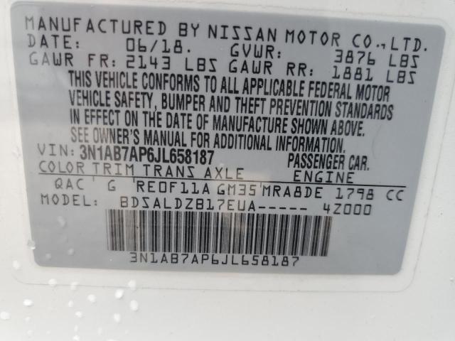 2018 NISSAN SENTRA S/S 3N1AB7AP6JL658187