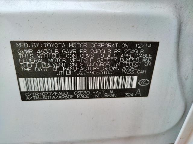 2015 LEXUS IS250 JTHBF1D22F5063183