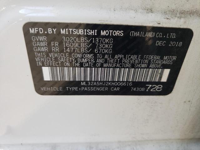 2019 MITSUBISHI MIRAGE LE ML32A5HJ2KH006616