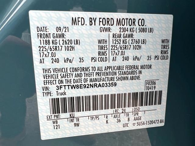 2022 FORD MAVERICK X 3FTTW8E92NRA03359