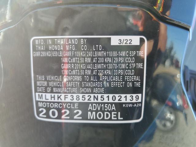 2022 HONDA ADV150 A MLHKF3852N5102139