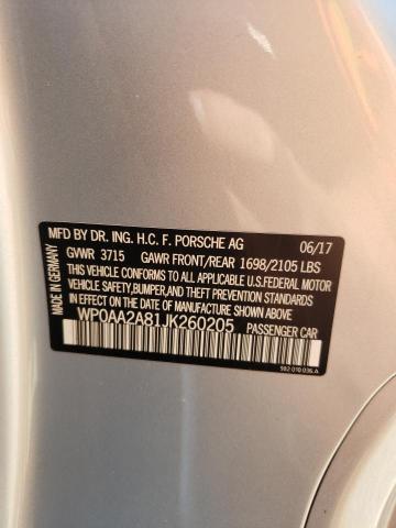 2018 PORSCHE CAYMAN WP0AA2A81JK260205