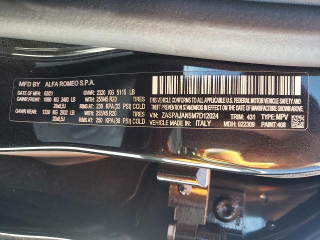2021 ALFA ROMEO STELVIO SP ZASPAJAN5M7D12024