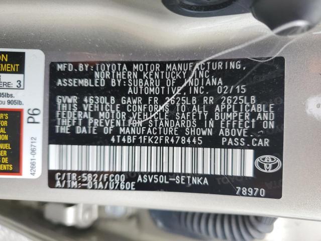 2015 TOYOTA CAMRY LE/X 4T4BF1FK2FR478445