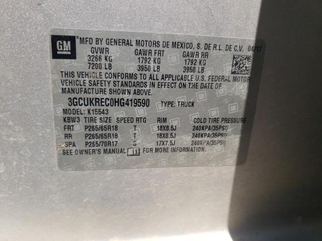 2017 CHEVROLET SILV1500 4 3GCUKREC0HG419590