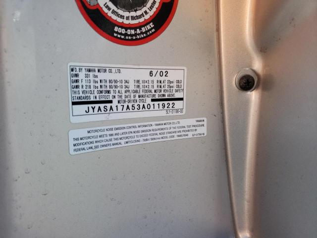 2003 YAMAHA YJ50 JYASA17A53A011922