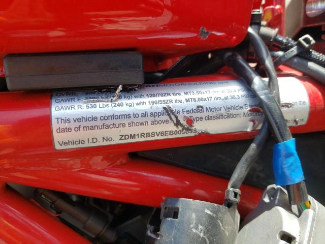2014 DUCATI MONSTER 12 ZDM1RBSV6EB003838