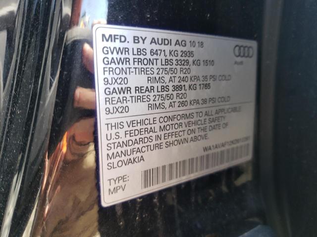 2019 AUDI Q8 PREMIUM WA1AVAF12KD012281