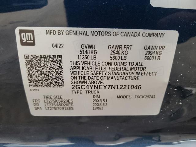 2022 CHEVROLET SILV2500 4 2GC4YNEY7N1221046
