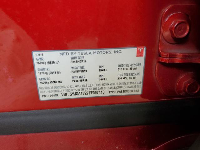 2015 TESLA MODEL S 90 5YJSA1V27FF097410