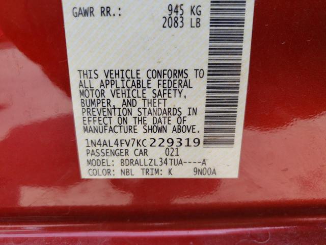 2019 NISSAN ALTIMA EDI 1N4AL4FV7KC229319