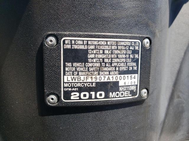 2010 HONDA NHX110 LWBJF1907A1000154