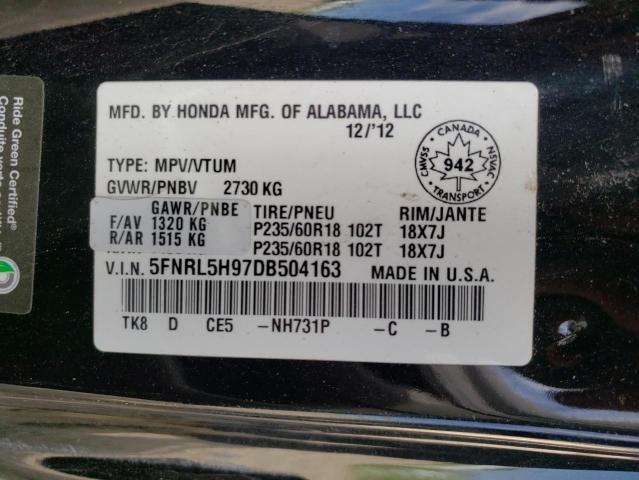 VIN 5FNRL5H97DB504163 2013 HONDA ODYSSEY no.10