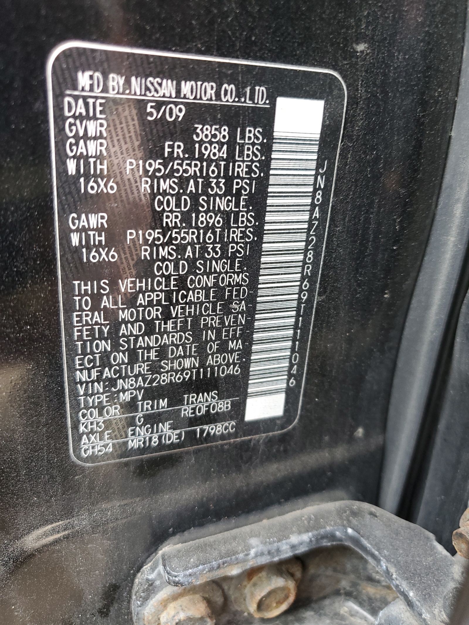 JN8AZ28R69T111046 2011 Nissan Cube Base