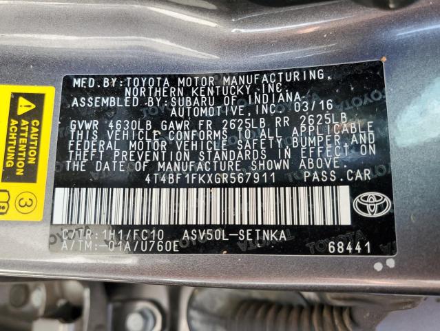 2016 TOYOTA CAMRY-LE 4T4BF1FKXGR567911