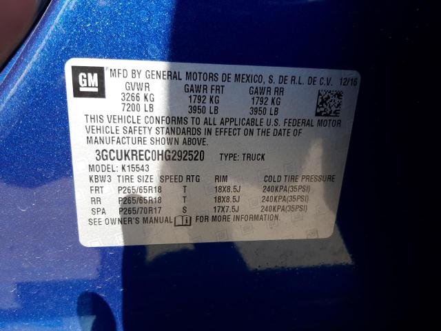 2017 CHEVROLET SILVRDO LT 3GCUKREC0HG292520