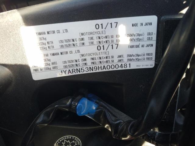 2017 YAMAHA FZ09 JYARN53N9HA000481