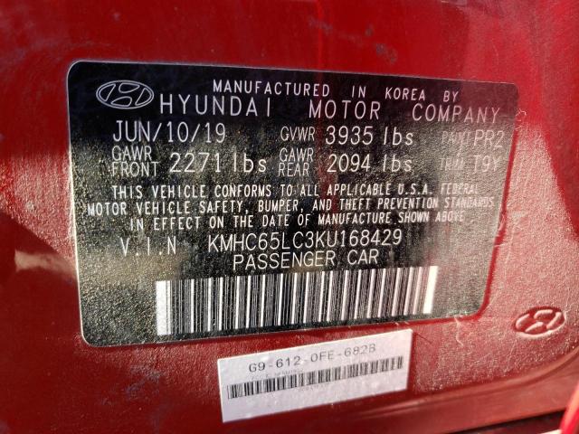 2019 HYUNDAI IONIQ BLUE - KMHC65LC3KU168429