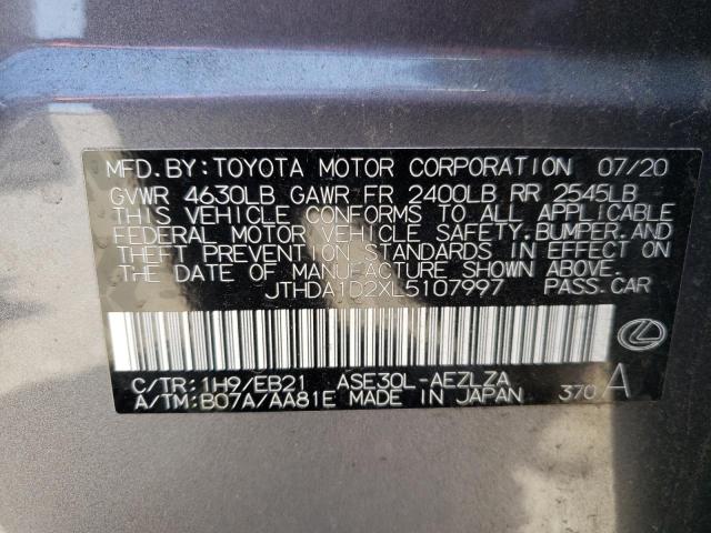 2020 LEXUS IS 300 PRE JTHDA1D2XL5107997