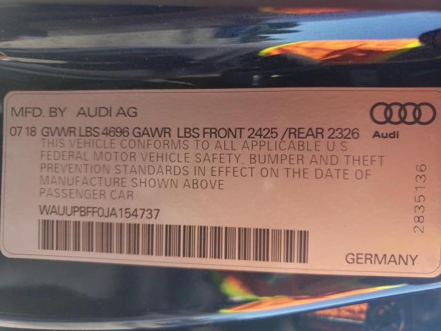 2018 AUDI A3 E-TRON WAUUPBFF0JA154737