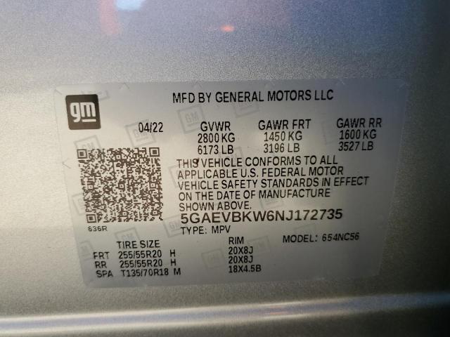 2022 BUICK ENCLAVE PR 5GAEVBKW6NJ172735