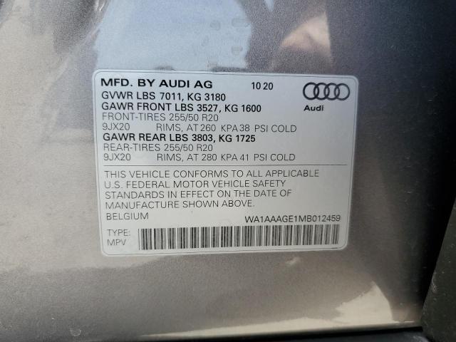 2021 AUDI E-TRON PRE WA1AAAGE1MB012459