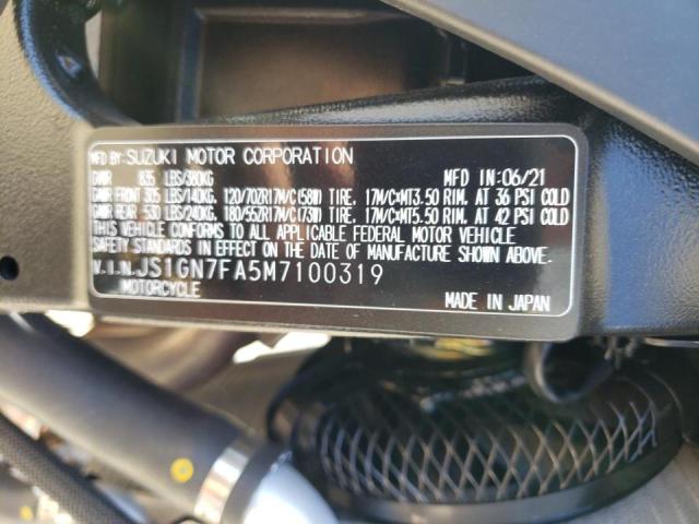 2021 SUZUKI GSX-R600 - JS1GN7FA5M7100319