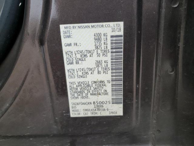 2019 NISSAN NV 3500 5BZAF0AA1KN850025