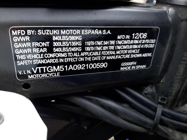 2009 SUZUKI GS500 VTTGM51A092100590