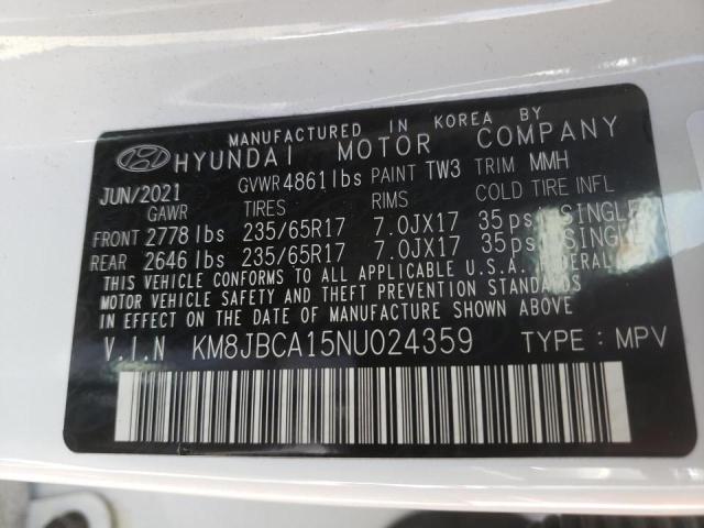 2022 HYUNDAI TUCSON BLU KM8JBCA15NU024359