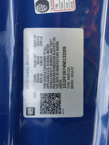 2022 CHEVROLET CAMARO LT1 1G1FF1R74N0133309
