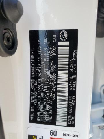 2022 LEXUS ES 300H BA 58AGA1C18NU021205